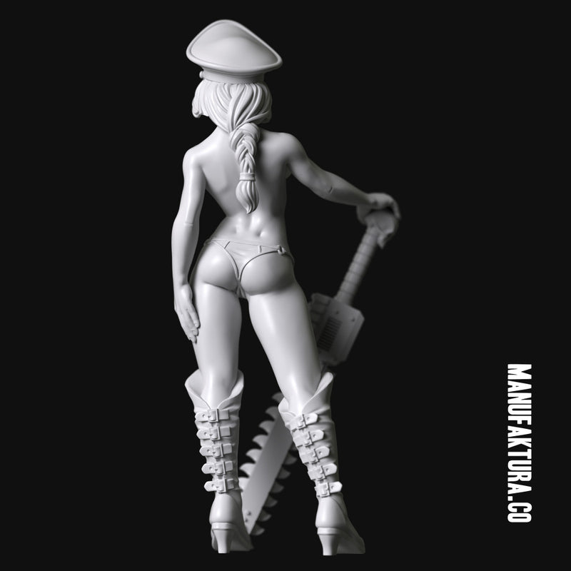 Dom Series 01e - Topless Commissar Girl with Cap & Chainsaw Sword - Only-Games