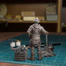 Farmer With Fork And Box Of Hay - TytanTroll Miniatures - DnD - Fantasy - Only-Games