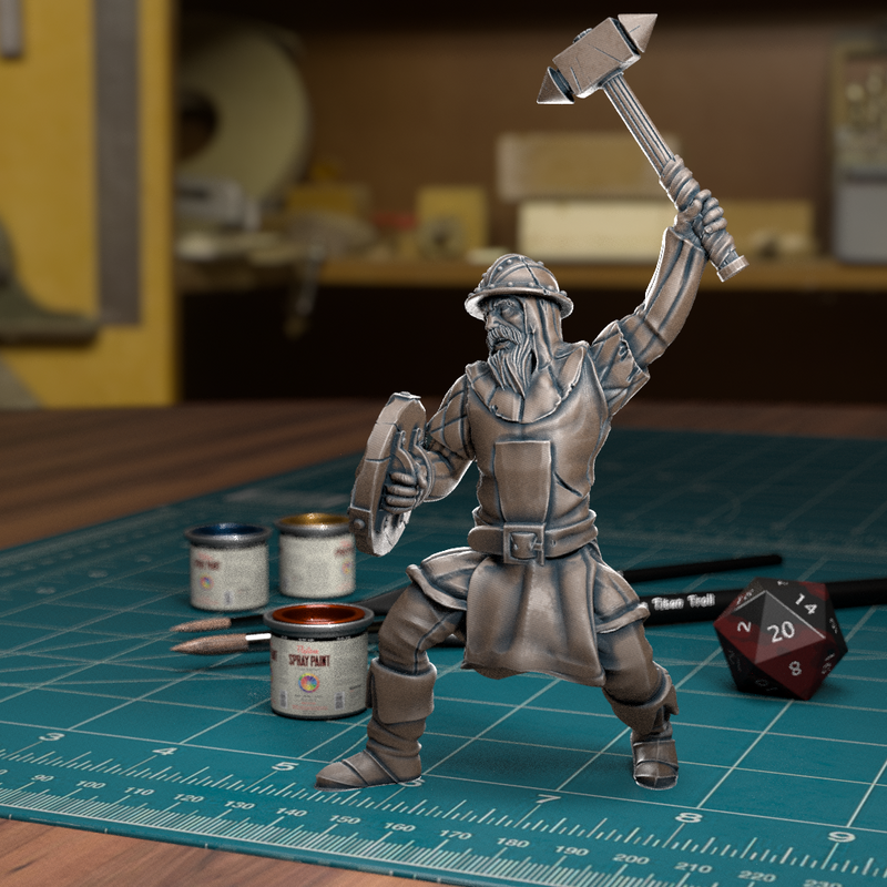 City Guard Hammer - Frostgrave Pathfinder - Fantasy DND - TytanTroll Miniatures - Only-Games