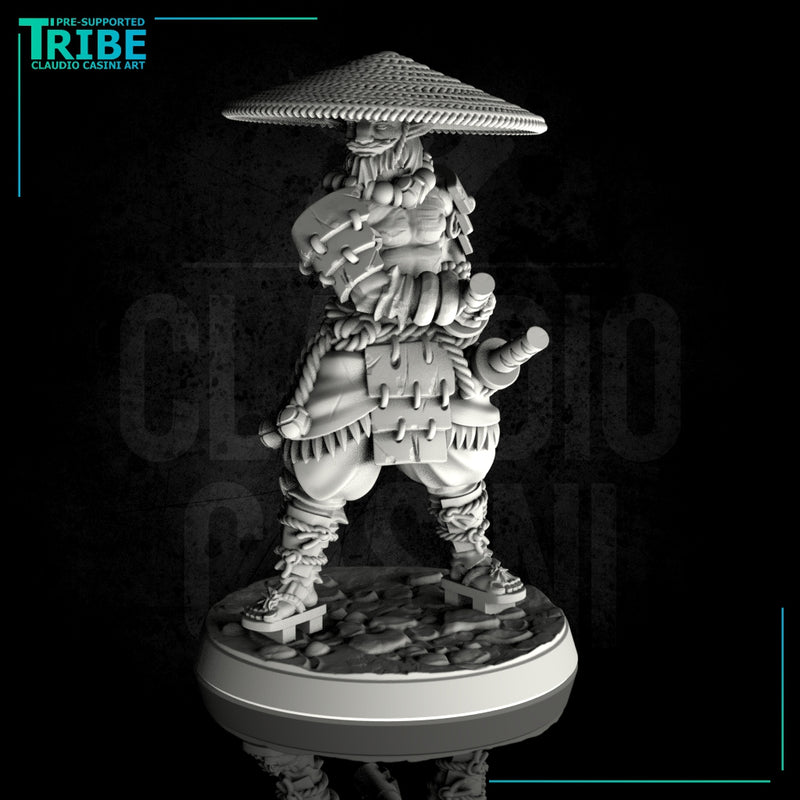 (0116) Male samurai warrior tengu elf human firbolg half orc tiefling with two katana - Only-Games