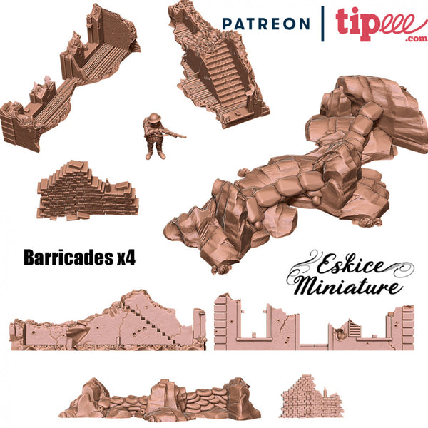 Barricades ww2 x4 - 28mm for wargame - Only-Games