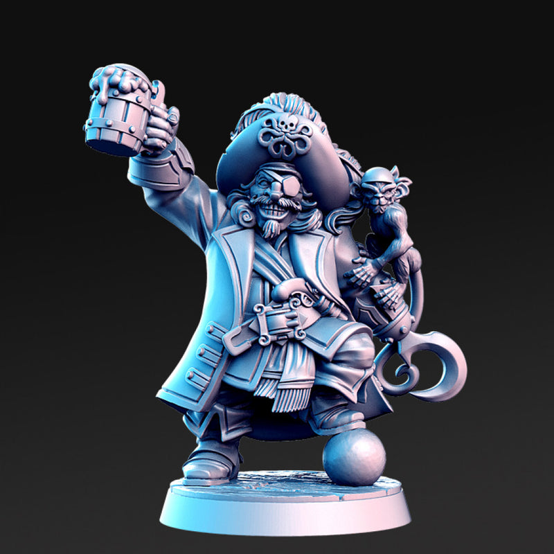 Madolff - Male Dwarf PIrate Captain - 32mm - DnD - Only-Games