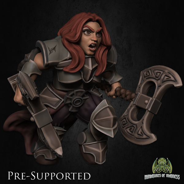 Kinessa The Fury [PRE-COLORED] 32mm Scale Female Dwarf Fighter - Only-Games