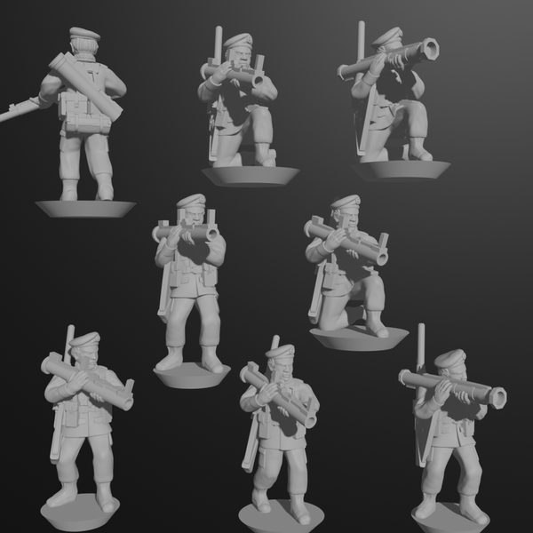 10 & 15mm British Infantry in Berets with LAW Launchers (8 poses) - Only-Games