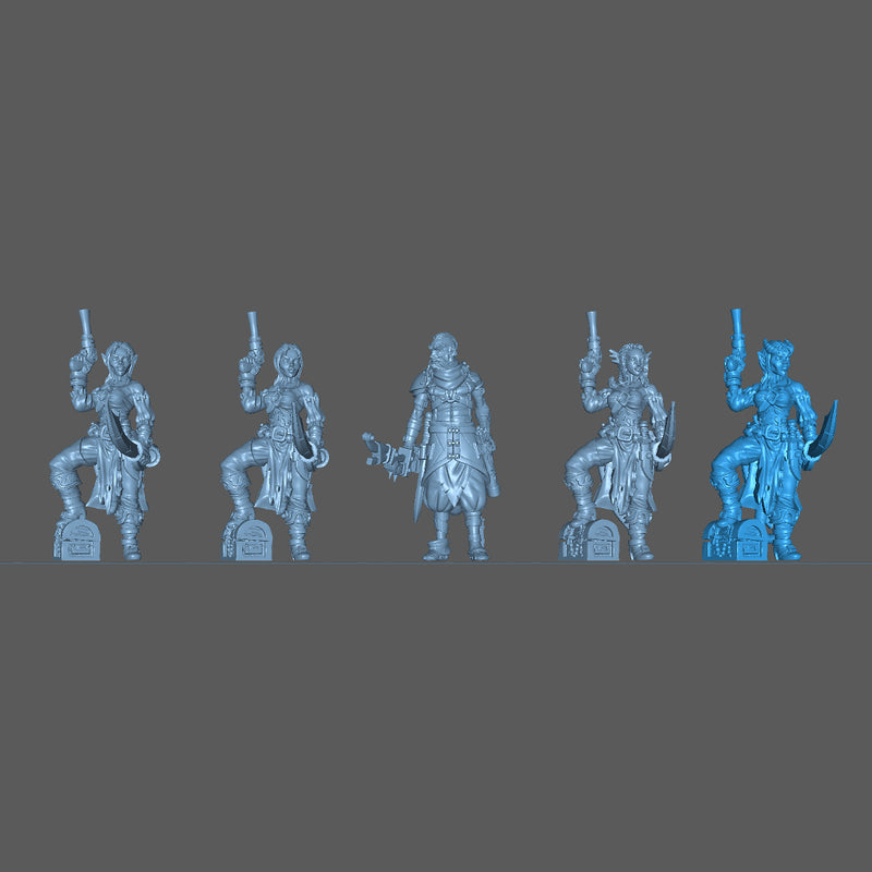 (0018) Female human elf fish tiefling pirate with gun - Only-Games