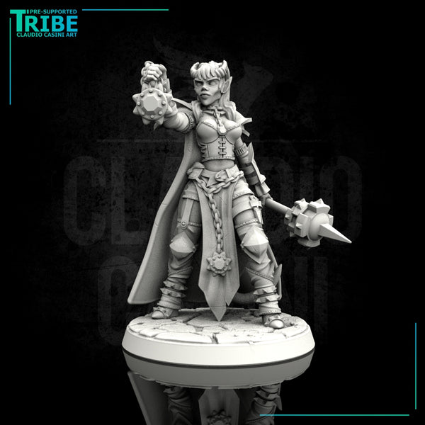 (0088) Female elf human half orc tiefling cleric with club or mace - Only-Games