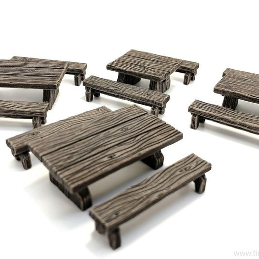 Mediaval wooden table and bench - Only-Games