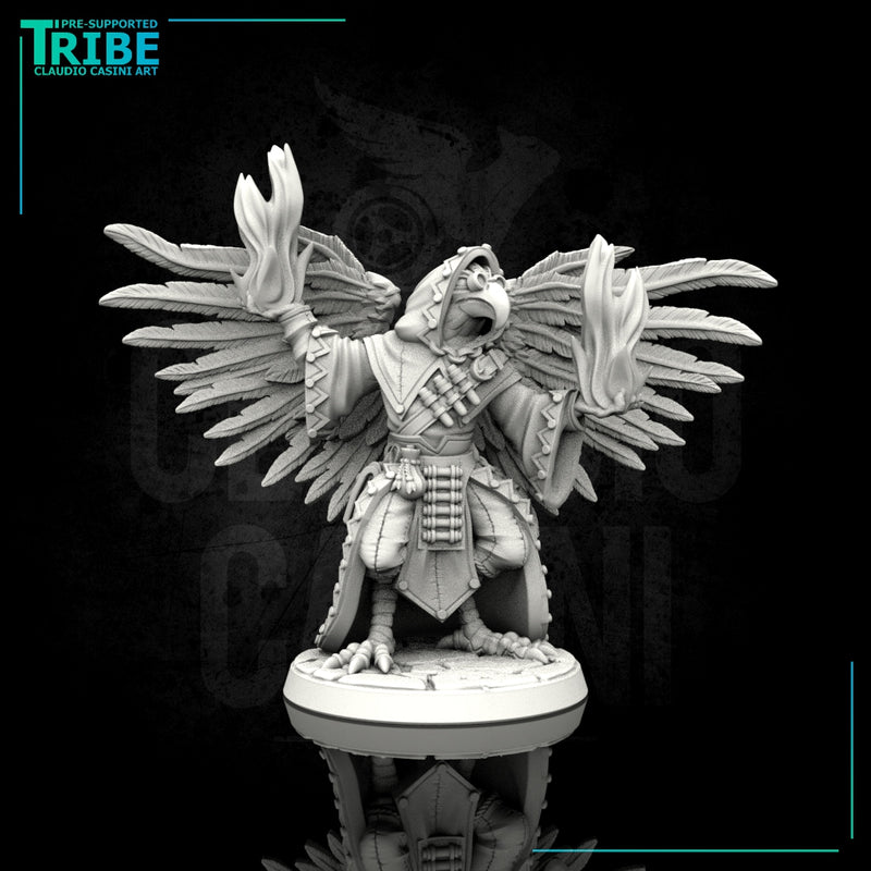 (0077) Male featherfolk birdman wizard with flame spell - Only-Games
