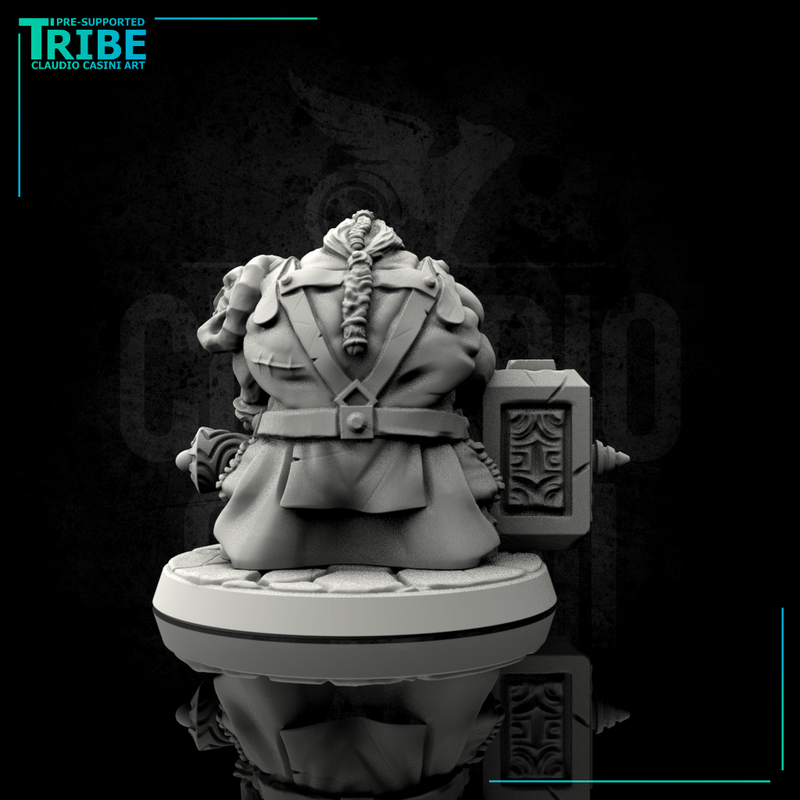 (0001) Male dwarf warrior with hammer - Only-Games