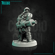 (0138) Male post-apocalyptic sci-fi soldier with antigas mask and heavy cannon, gatling - Only-Games