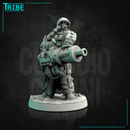 (0138) Male post-apocalyptic sci-fi soldier with antigas mask and heavy cannon, gatling - Only-Games