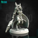 (0157) Female rabbitfolk wizard with a magical club, cape and a knife - Only-Games