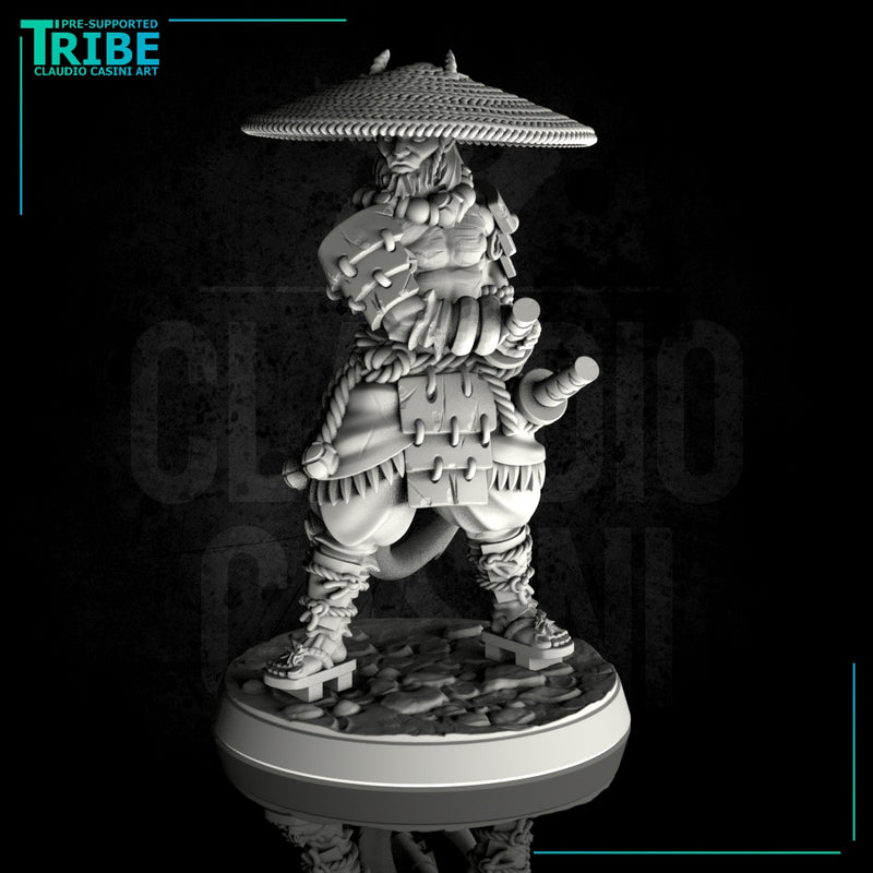 (0116) Male samurai warrior tengu elf human firbolg half orc tiefling with two katana - Only-Games