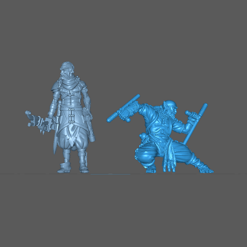 (0162) Male human tiefling half-orc firbolg elf monk with sticks - Only-Games