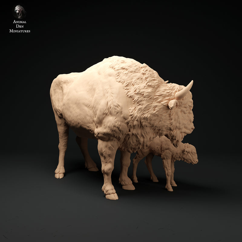 Miniature Bison Ranch European Bison Cow and Calf 1/43 - Animal Den Miniatures - Miniatures ...