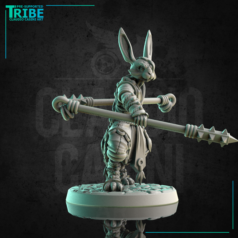(0176) Male rabbitfolk monk shaolin with two clubs - Only-Games