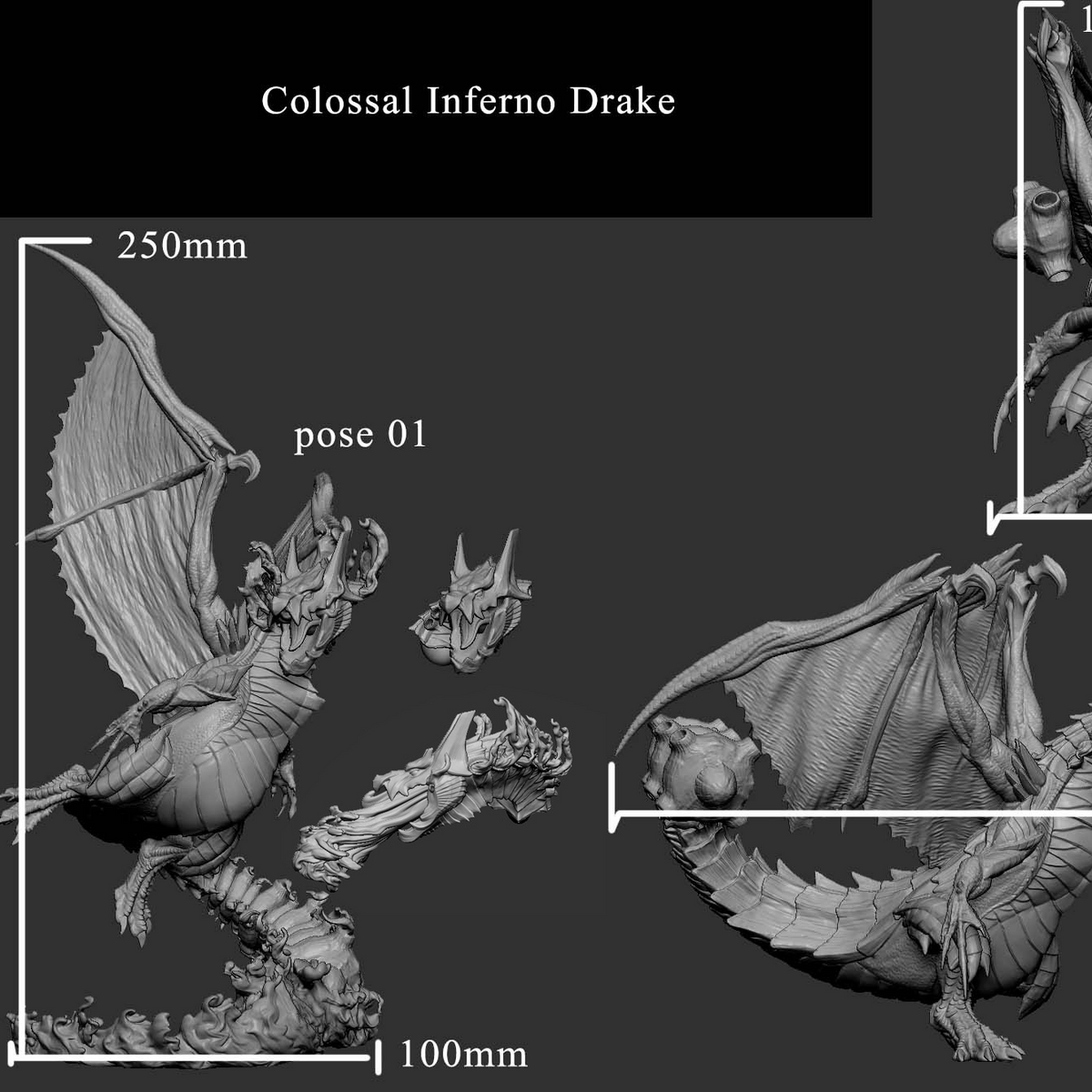 Colossal Inferno Drake (pose 1 of 2) - Mini Monster Mayhem