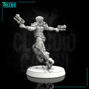 (0093) Female cyberpunk with guns and sci-fi legs - Only-Games