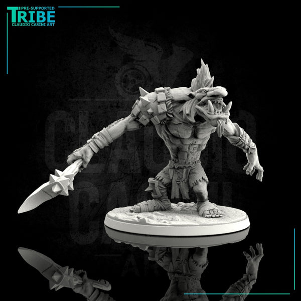 (0034) Male wild Troll with club and axe - Only-Games