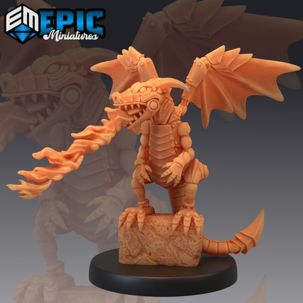 Dragon Whelp Construct Attacking / Mechanical Fire Drake / Steampunk Guard Wyrmling - Only-Games