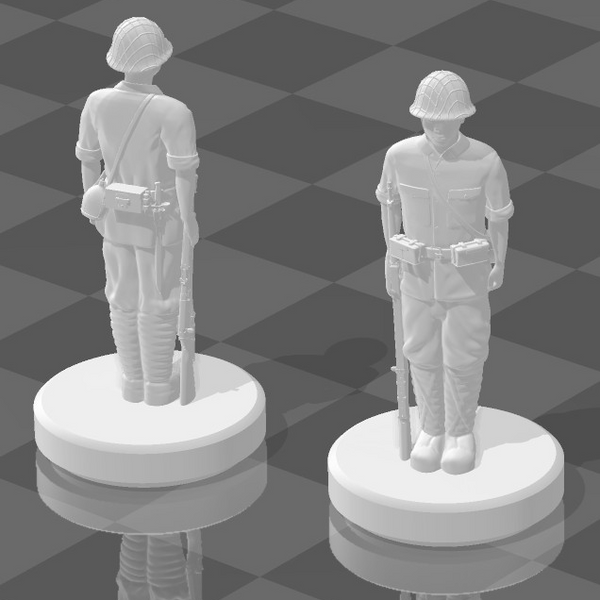 1/72 3D Printed Japanese Infantry with Helmet (x15) - Only-Games