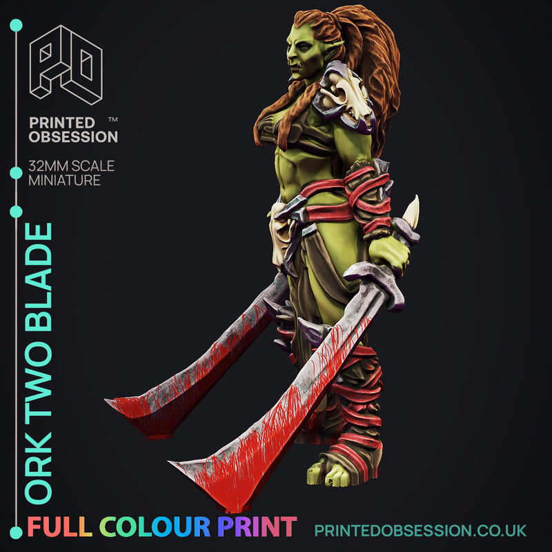 Two Blade - Orc - Pre-Coloured - 32mm Scale - Only-Games