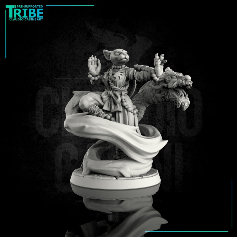 (0013) Female felinid monk druid cleric warrior with chakra spell - Only-Games