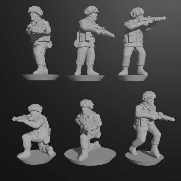 10 & 15mm British Infantry in Helmets with Sterling SMGs (12 models) - Only-Games