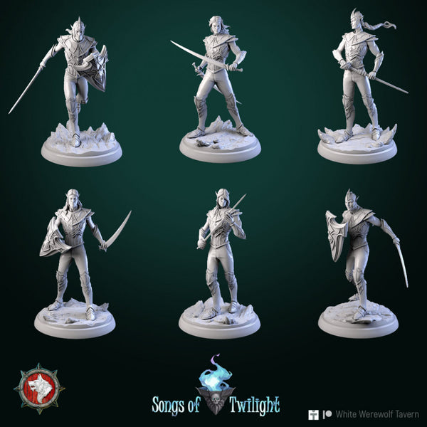 Drow Warriors set 6 miniatures 32 mm pre-supported - Only-Games