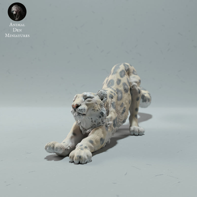 Snow Leopard Stretching - Animal Den Miniatures - Miniatures by