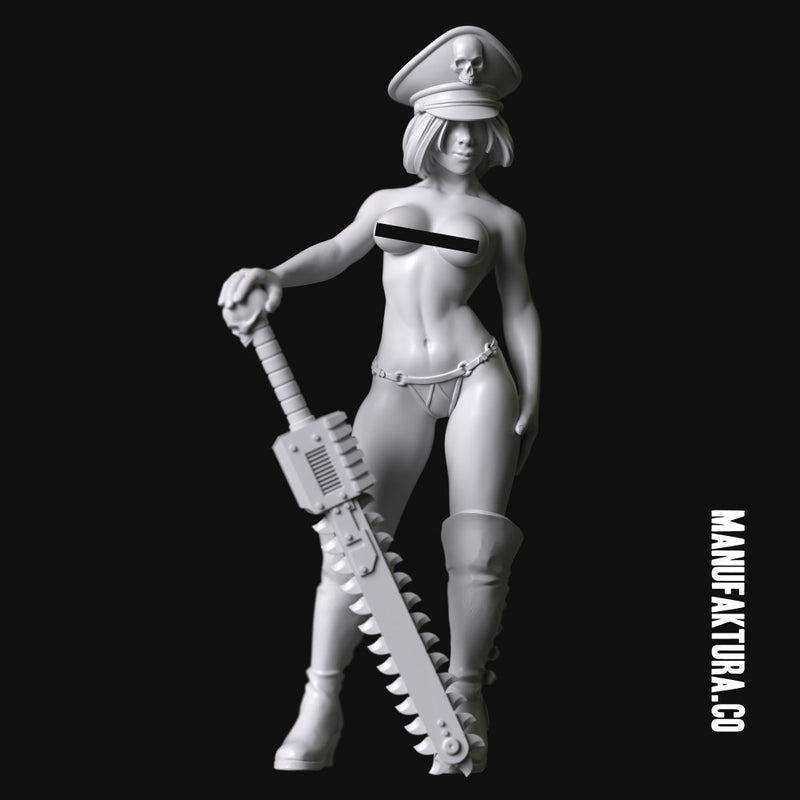 Dom Series 01e - Topless Commissar Girl with Cap & Chainsaw Sword - Only-Games