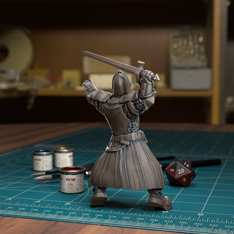 Town Guard Swinging Sword - Frostgrave Pathfinder - Fantasy DND - TytanTroll Miniatures - Only-Games