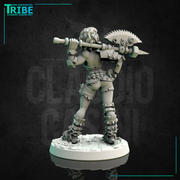 (0144) Female sci-fi post-apocalyptic barbarian mad warrior with axe - Only-Games