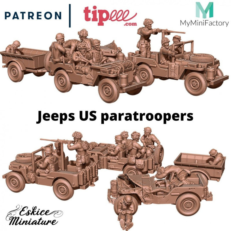 Jeeps US WWII - 28mm for wargame - Only-Games
