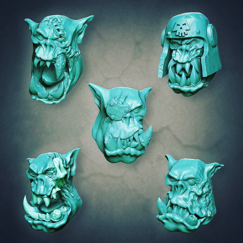 Orc Scar Heads - Set B (Lad Size) - Only-Games