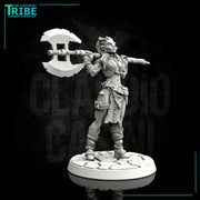 (0096) Female human elf half-orc tiefling firbolg barbarian with big axe - Only-Games