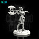 (0096) Female human elf half-orc tiefling firbolg barbarian with big axe - Only-Games