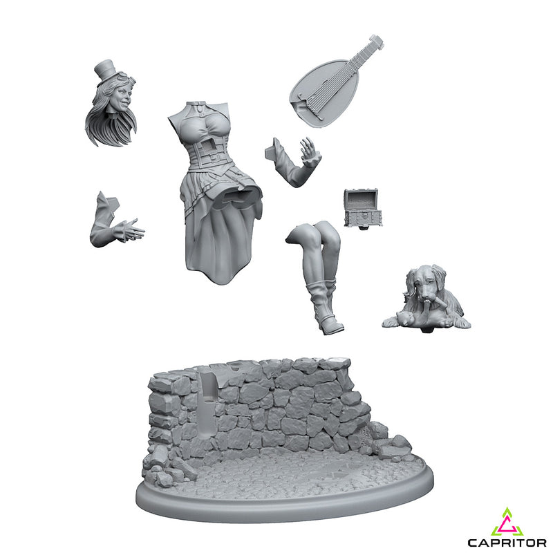 "The Joyful Bard & Her Friends" 75mm Scale Scene - Only-Games