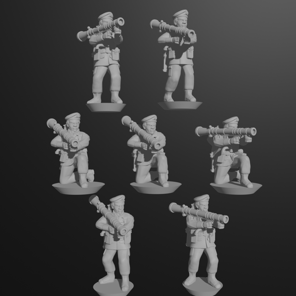 10 & 15mm British Infantry in Berets with 84mm Recoilless Rifles (7 poses) - Only-Games
