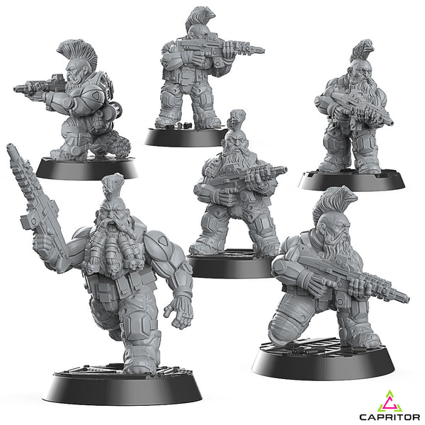 Tactical Space Dwarves "Assault Rifle Squad" (6 X Models) - Only-Games