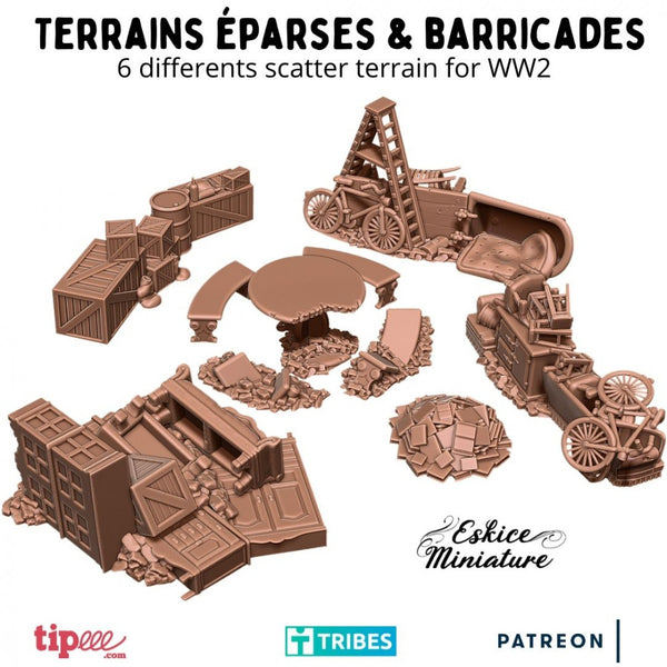 WW2 Scatter terrains X6 - 28mm for wargame - Only-Games