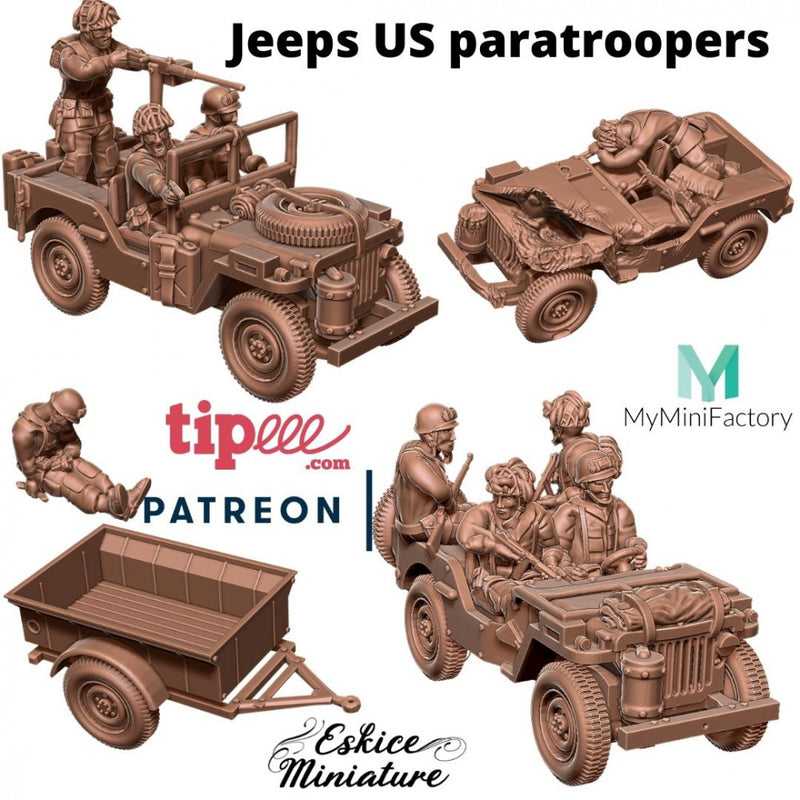 Jeeps US WWII - 28mm for wargame - Only-Games