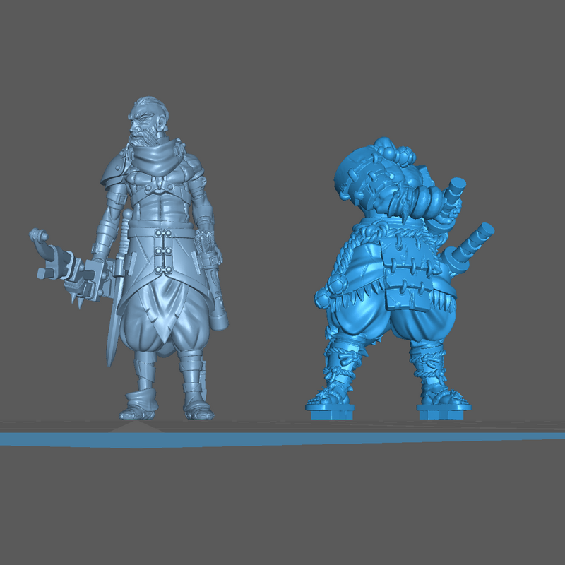 (0116) Male samurai warrior tengu elf human firbolg half orc tiefling with two katana - Only-Games
