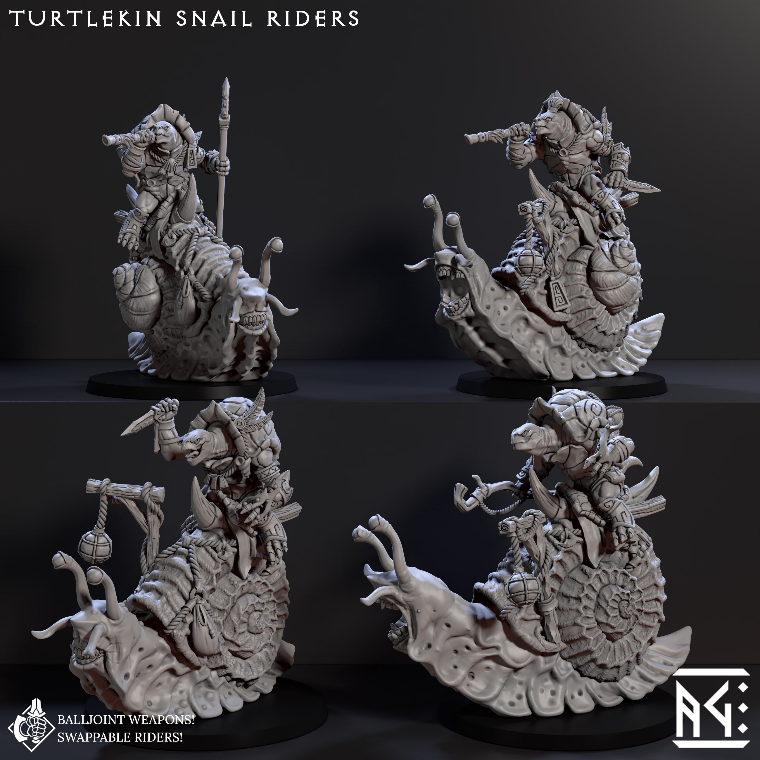 Turtlekin Turtlekin Giant Snail Riders (Jadeshell Turtlekin) - ArtisanGuild ...