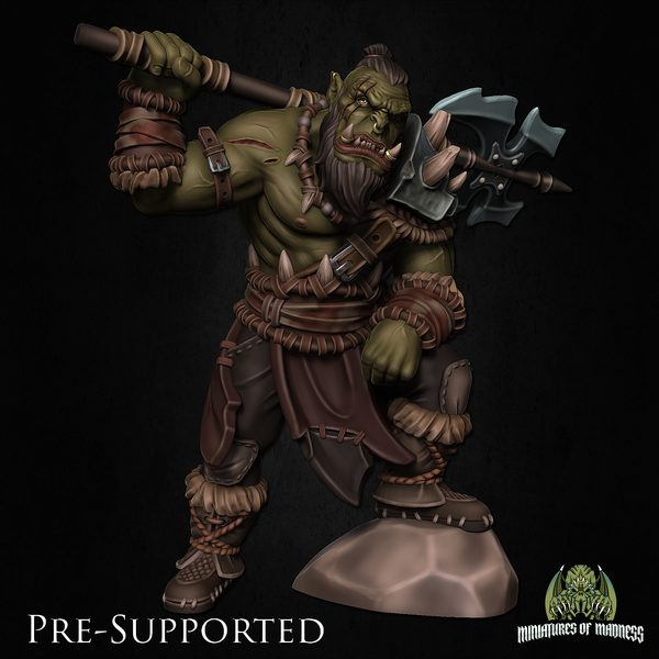 Dhog Skullcrush Barbarian Orc [PRE-COLORED] 32mm Scale Fighter - Only-Games