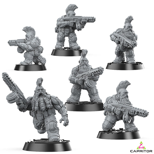 Tactical Space Dwarves "Auto-Mauler" Squad (6 X Models) - Only-Games