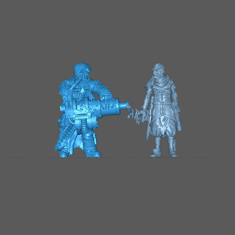 (0138) Male post-apocalyptic sci-fi soldier with antigas mask and heavy cannon, gatling - Only-Games