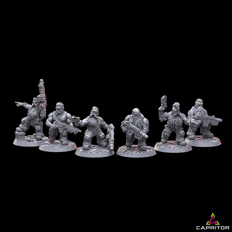 NEW! Space Dwarf "Alpha" Squad 6 X Models 28mm Scale - Only-Games