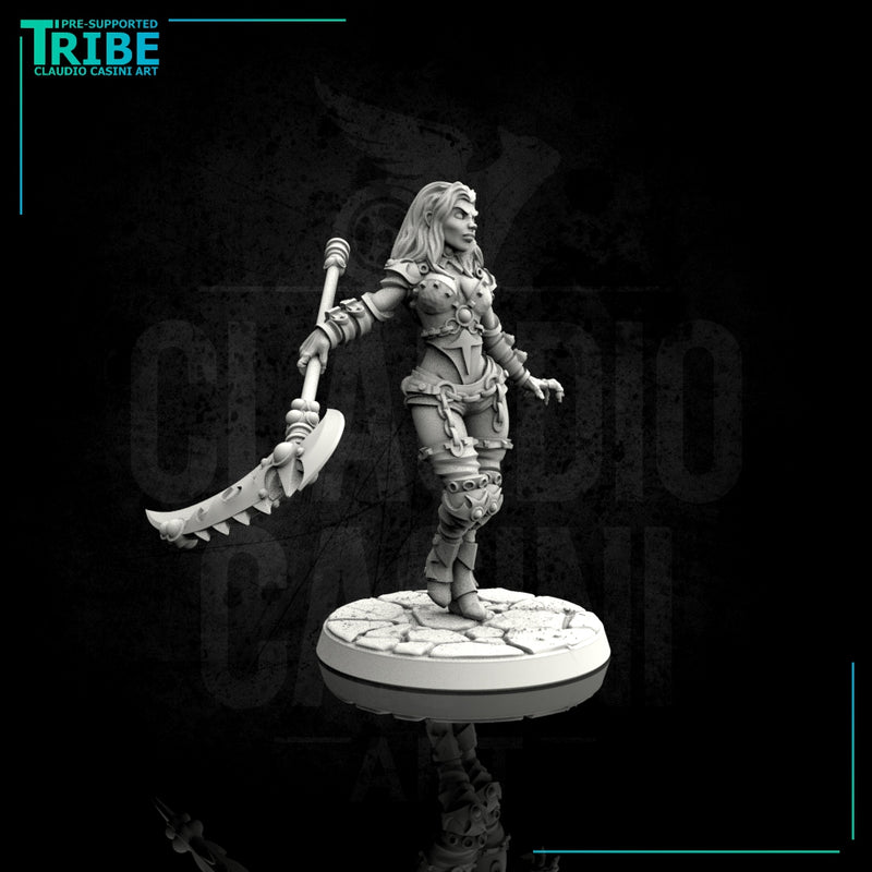 (0049) Female elf human tiefling vampire succubus warrior with scythe - Only-Games