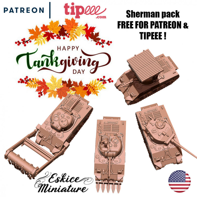 Sherman pack 1 tank with many accessories - 28mm - Only-Games